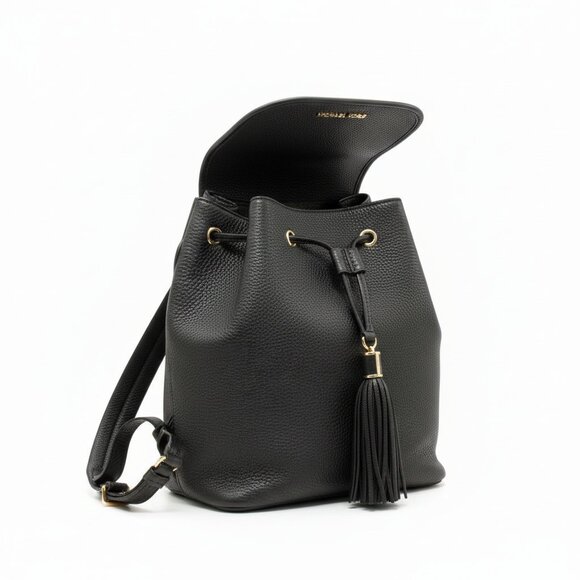 Michael Kors Bedford Black Drawstring Backpack with Gold Hardware main image 9